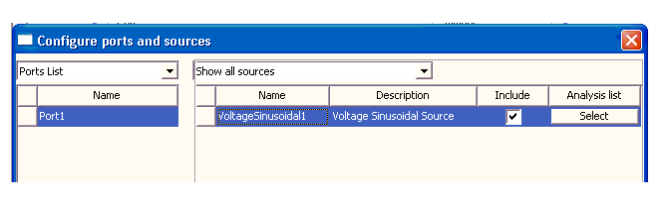 Configure Ports and Sources Window