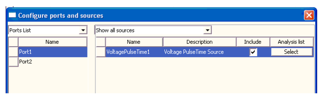 Configure Ports and Sources Window