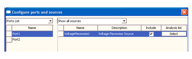 Configure Ports and Sources Window