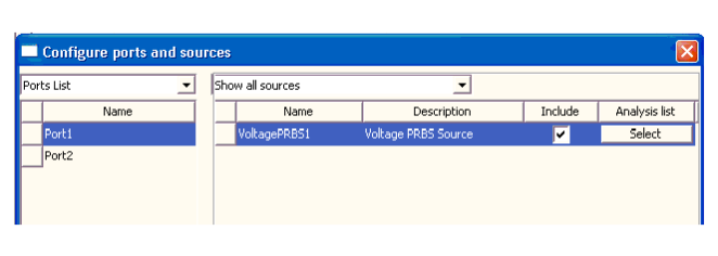 Configure Ports and Sources Window