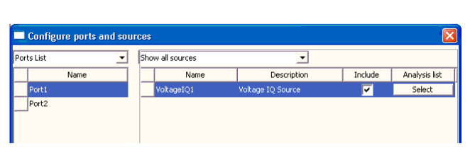 Configure Ports and Sources Window