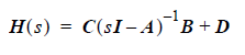 Transfer function in terms of the state-space matrices.