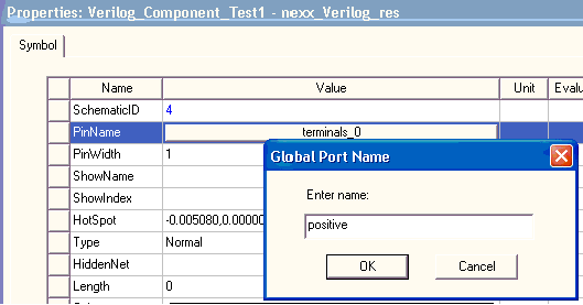 Verilog Properties Window Verilog Properties Window