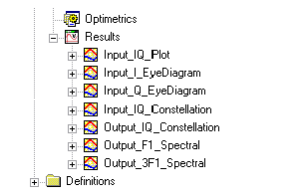 Project tree, Results branch expanded.
