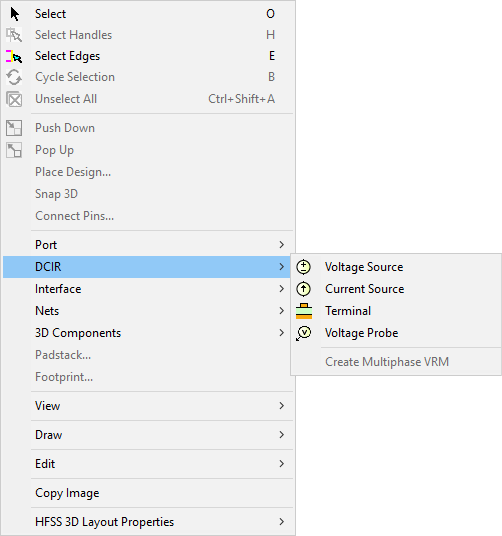 DCIR Right-click Menu