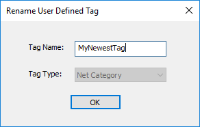 Rename User-Defined Tag Rename User-Defined Tag