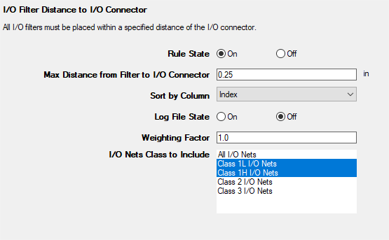 I/O Filter Distance Rules I/O Filter Distance Rules