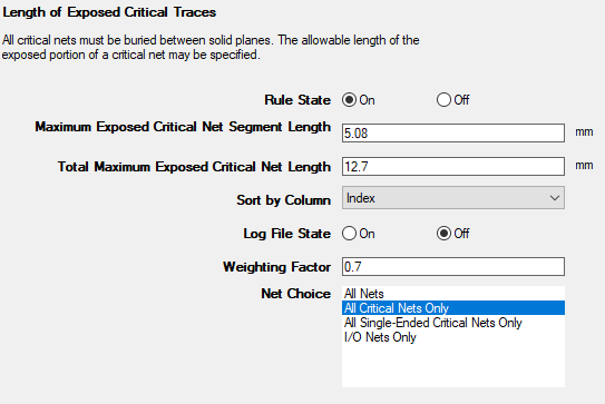 Length of Exposed Critical Traces Rules Length of Exposed Critical Traces Rules
