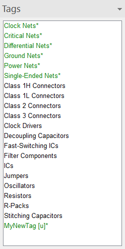 Tags Pane with New Tag Tags Pane with New Tag