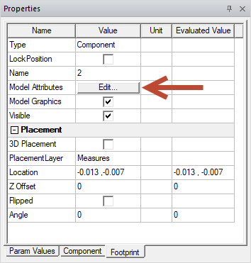 Edit Model Attributes in Properties Window