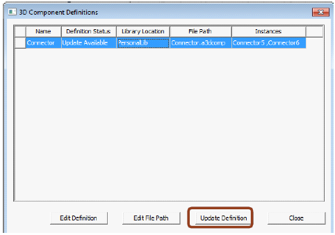 3D Component Definitions dialog.