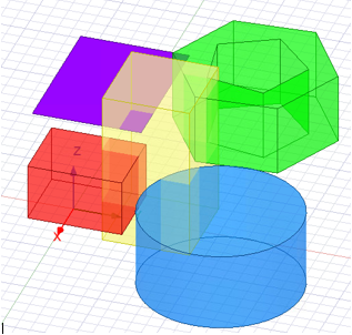 Rectangular component intersected by various native objects.