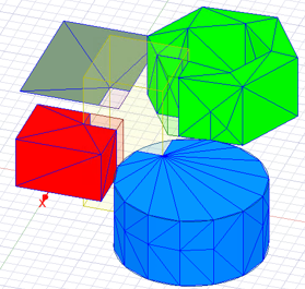 Rectangular component intersected by various native objects.