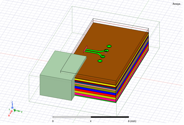 Model viewer displaying a design with layout component being intersected by a native box.