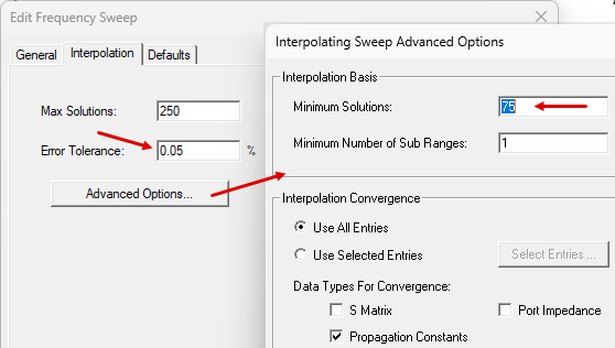 Adjusting the interpolating sweep's interpolation properties