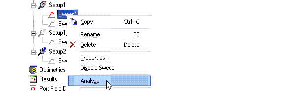 Right-click Setup menu, Analyze All option highlighted.