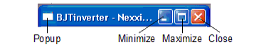 Window Titled BJTinverter. Pop up, minimize, close buttons indicted. 