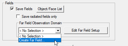 Far Field Observation Domain Drop-Down Menu
