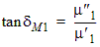 the ratio of the imaginary   relative permeability to the real relative permeability in one direction
