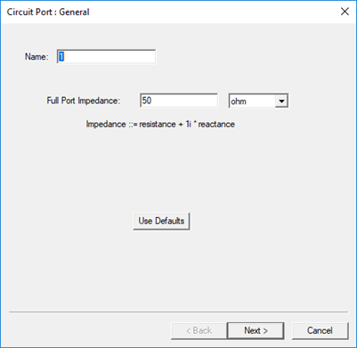 Circuit Port: General dialog.