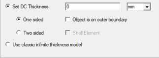 Set DC Thickness option enabled, One Sided option enabled.