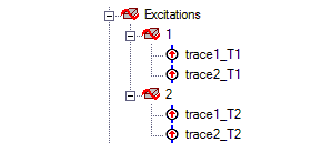 Project Tree showing excitations folder.