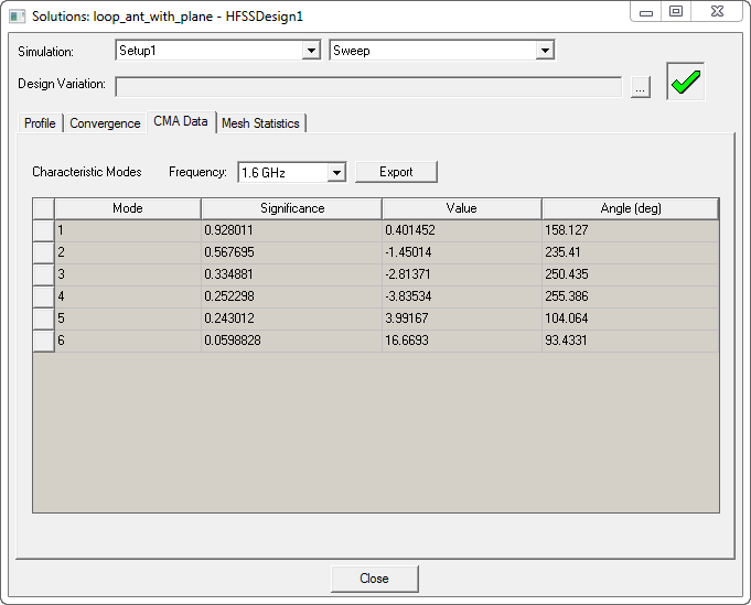 Solution data dialog.