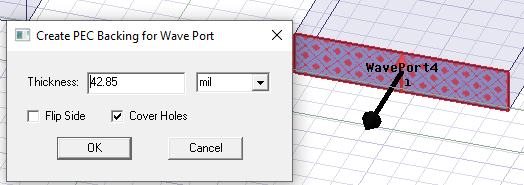 Create a PEC Backing for Waveport dialog.