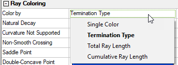 Properties window, Color by property set to Termination Type.