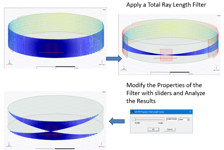 Model before and after applying a Total Ray Length Filter.