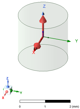 3D model of a cylinder withg X, Y, Z vectors. 