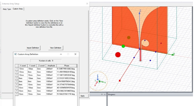 Custom Array Definition dialog.