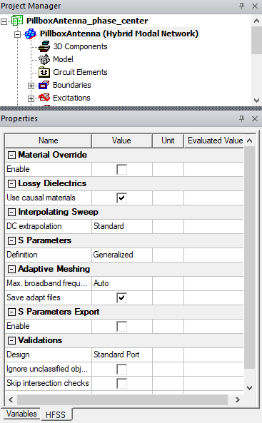 Project Manager panel and Properties panel.
