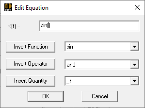Edit Equation dialog. Edit Equation dialog. Insert Operator set to and.