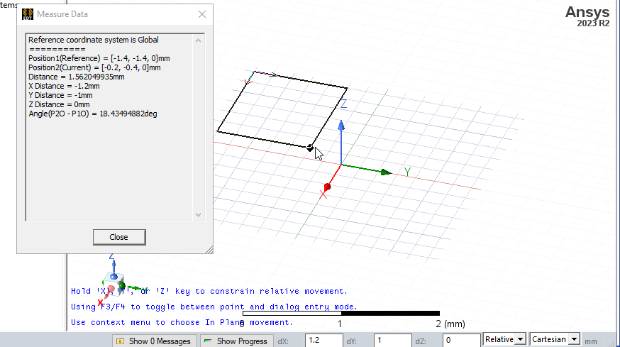 Modeler window showing a square.