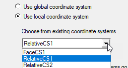 Use Local Coordinate System > Choose From Existing Coordinate Systems Drop-Down Menu