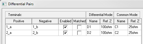 Differential Pairs groupbox. 