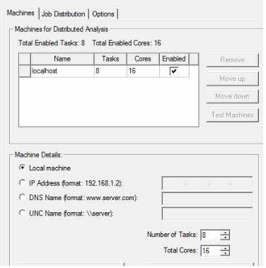 Machines for Distributed Analysis group box.