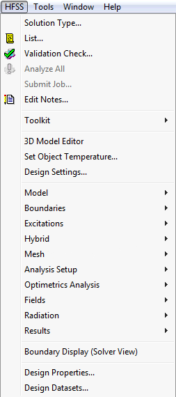 HFSS Menu