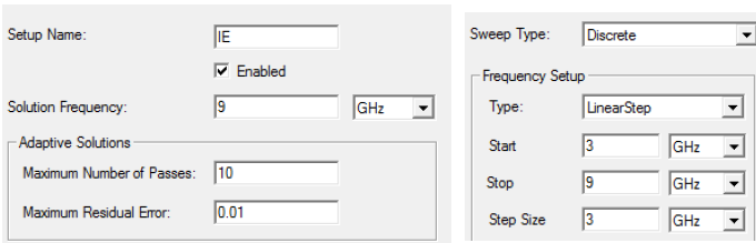 Edit Frequency Sweep dialog.