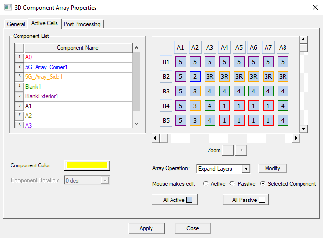 3D Component Array Properties dialog.