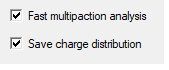 Fast multipaction analysis option enabled, Save charge distribution option enabled.