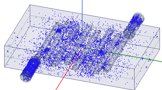 Model with Particle plot overlay in modeler window.