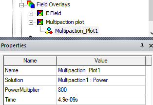 Properties window, Multipaction ppoperties listed.