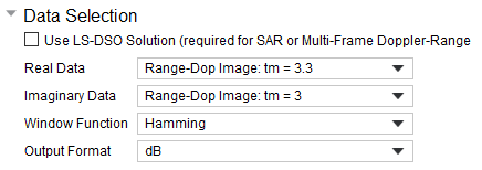 Data Selection settings defined.