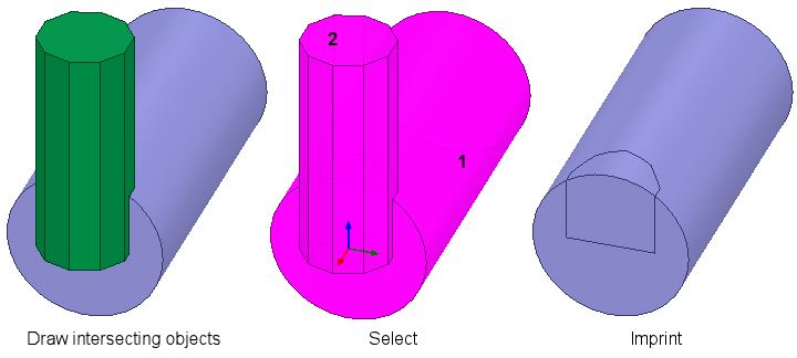 3D intersecting object before and after imprinting.
