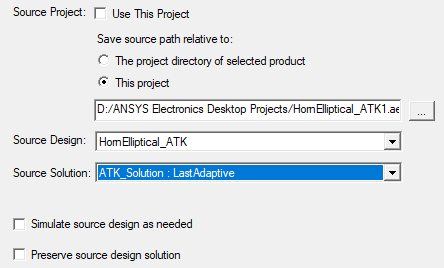 Setup Link dialog, Source Project and Source Design fields defined.