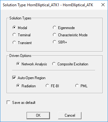 Solution Type dialog.