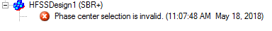 HFSS Design in Proeject Tree, Error Message displayed.