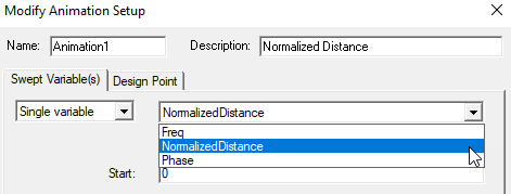 Modify Animation Setup, Swet Variables tab.